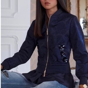 Ted Baker Embellished Floral Frill Bomber Jacket